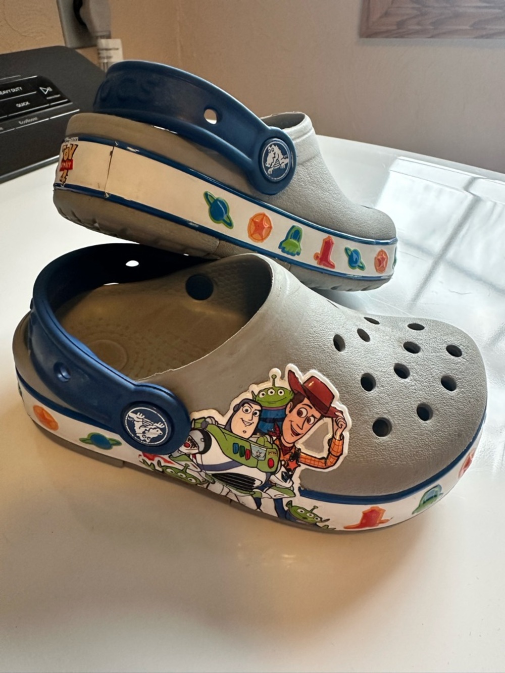 CROCS Kids Grey and Blue Toy Story Clog Sandals